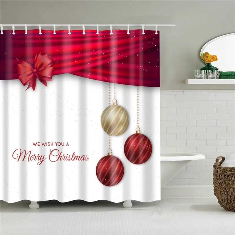 Набор занавесок для ванной комнаты с 12 крючками рождественские украшения для дома Водонепроницаемый полиэстер занавеска для душа s экран для ванной