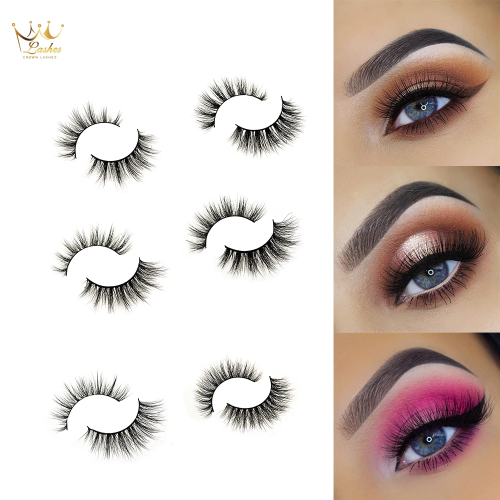 Заводская цена 3d норковые ресницы Crown Lashes с индивидуальной упаковочной коробкой