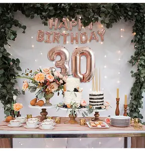 Happy 30th Birthday Decorations Rose Gold Balloons Birthday 30 Birthday Decor 30 Years Birthday Party Decorations Supplies