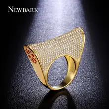 NEWBARK Resplandeciente Anillo de Montura De Oro Amarillo Plateado AAA Circonita Diamante Bling de La Manera Handcraft Joyería Cocktail Rings