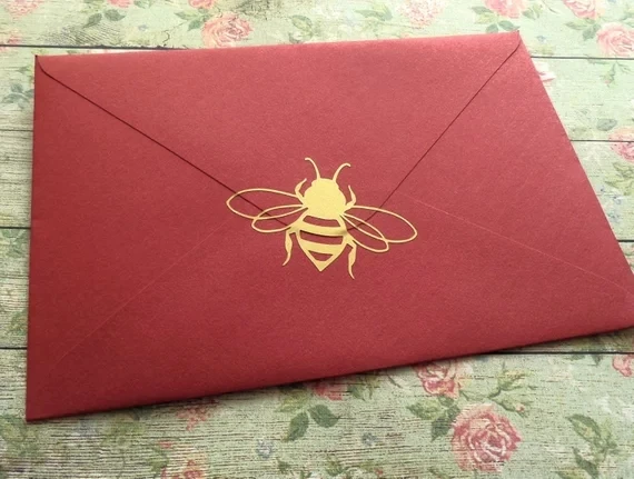 

personalize gold Honey Bee Envelope seals, bee honey jar labels, wedding favor, meant to bee wall decals, removable wallpaper