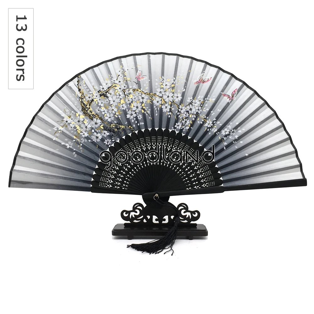  Free Shipping 1pcs Charming Floral Print Bamboo Folding Fan Wedding Decoration Table Wedding Invita - 32835656605