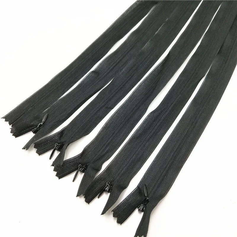 

10pcs/lot 25/40/50/60CM Black color Invisible zipper Back cushion Skirt Hidden 3# Nylon Zipper for sewing/Garment accessory DIY