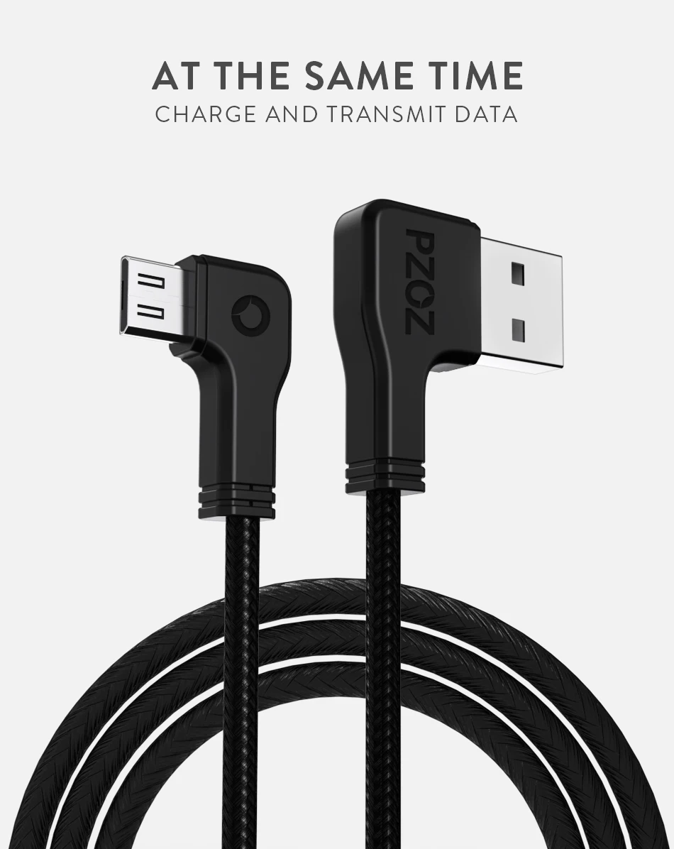 PZOZ micro usb кабель 90 градусов usb быстрое зарядное устройство нейлоновый шнур microusb зарядный кабель для синхронизации данных для samsung xiaomi redmi note 5 pro