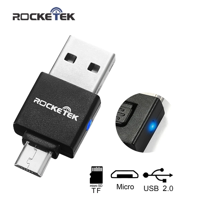 Rocketek Высокое качество micro usb 2,0 мульти памяти otg телефон кард-ридер адаптер для TF micro SD ПК компьютер Ноутбук аксессуары