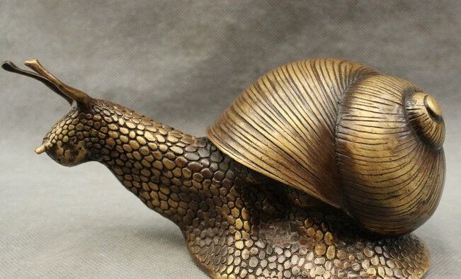 

bi002478 Folk Chinese Pure Bronze FengShui Wealth Snail Shell Turbo Helix Statue Figurine