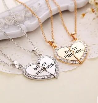 

Fashion Friend Forever Series Two-color Gold And Silver Pendant Necklace One Half And A Half Girlfriend Brother Couple Wholesale