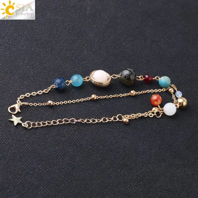 Exquisite Solar System Footchain Women Beaded Anklet Handmade Ankle Bracelet YW