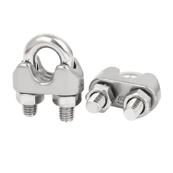 

M5 3/16 Inch 304 Stainless Steel U-Shape Bolt Saddle Clamps Cable Wire Rope Clips 18 PCS