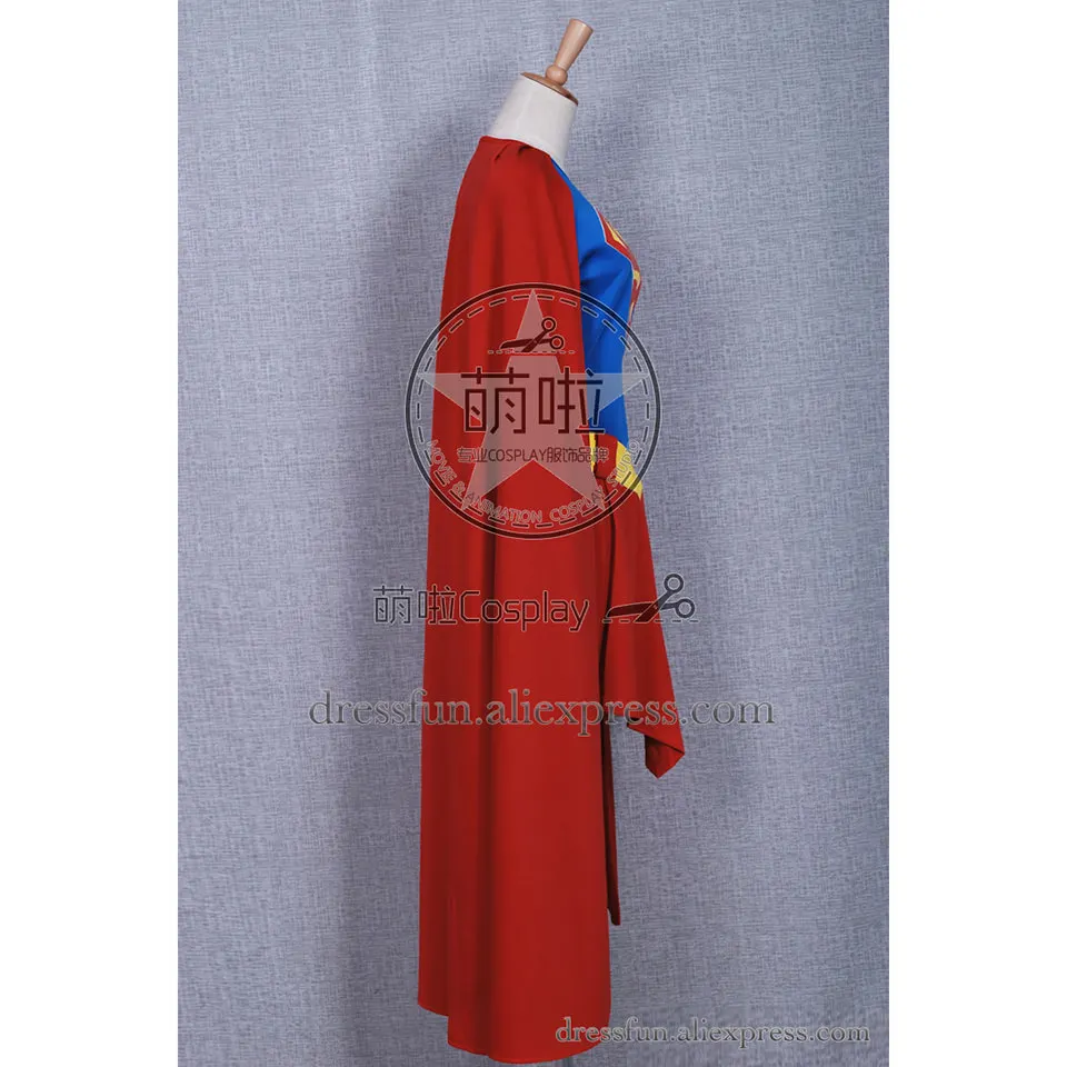 Superman Supergirl Superhero Cosplay Kara Zor-El Costume DC Comics Red Cape Jumpsuit T-shirt Skirt