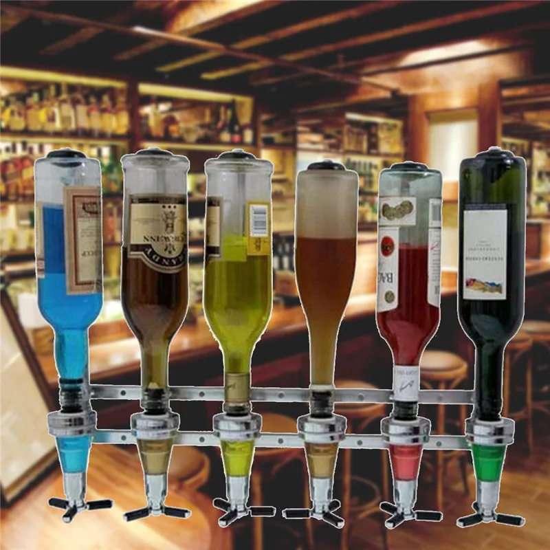 

6 Bottles Shots Stand Machine Wall Bracket Wall Mounted Wine Liquor Drinks Dispenser Bar Wine Holder Bar Tool For Beer Soda