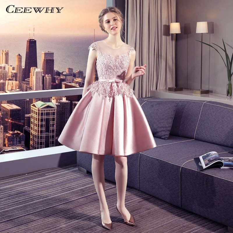 CEEWHY A Line vestido hasta la rodilla elegante encaje