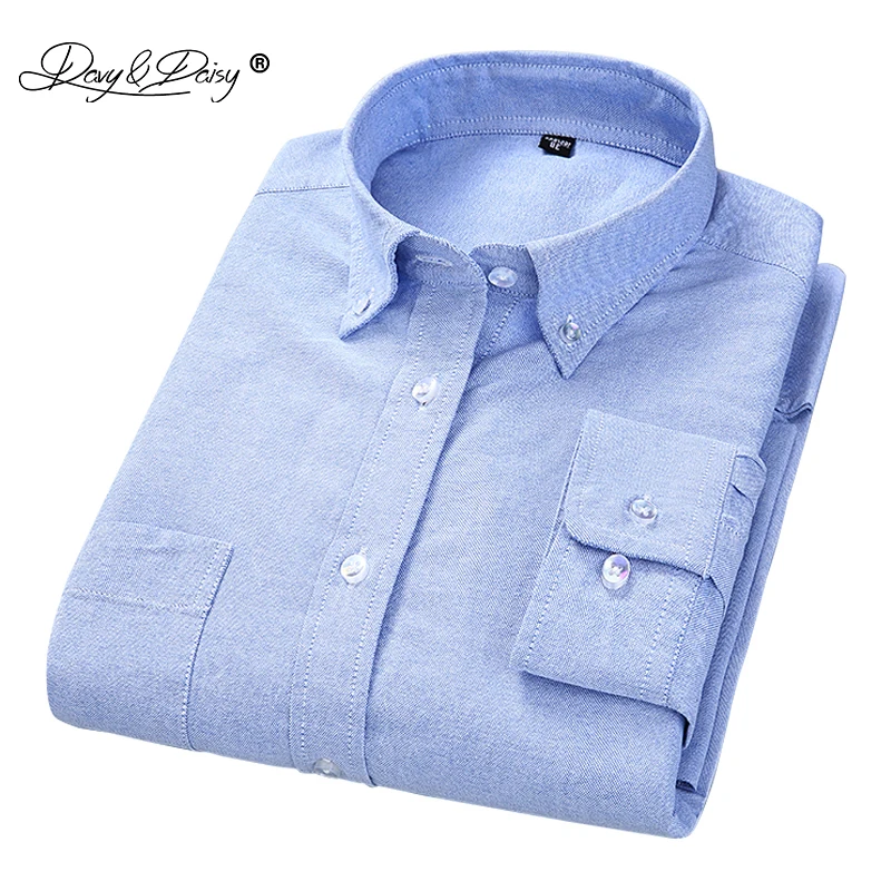 En Ligne DAVYDAISY 2018 Haute Qualité 100% Coton Oxford Hommes Chemise À Manches Longues Simple Solide Chemises Occasionnelles Marque camisa masculina DS152