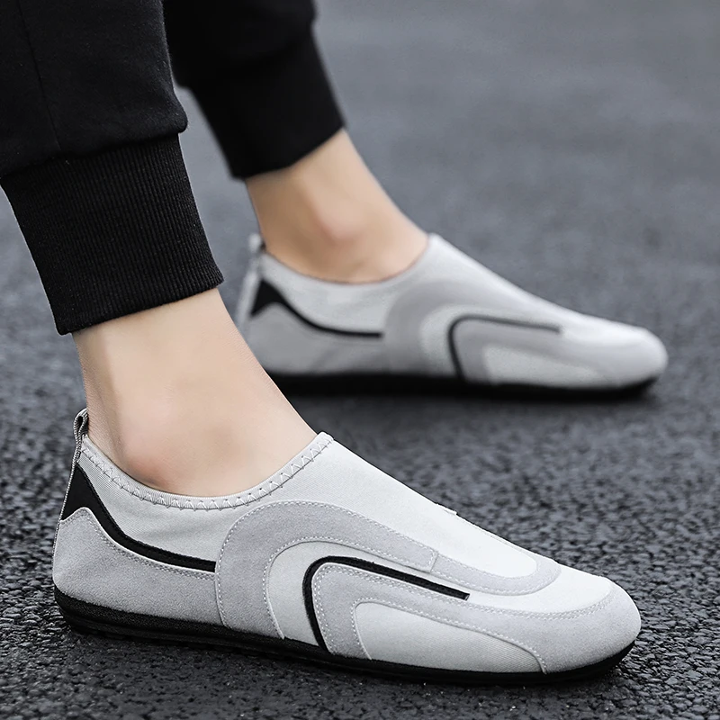 

Summer breathable canvas shoes men's lightweight soft bottom peas tide shoes a pedal trend elastic cloth casual flat shoes men