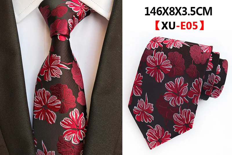 Мужской модный деловой классический цветок 8 см галстуки для мужчин жаккардовый Свадебный галстук галстуки Hombre Нежные мужские аксессуары - Цвет: XU-E05
