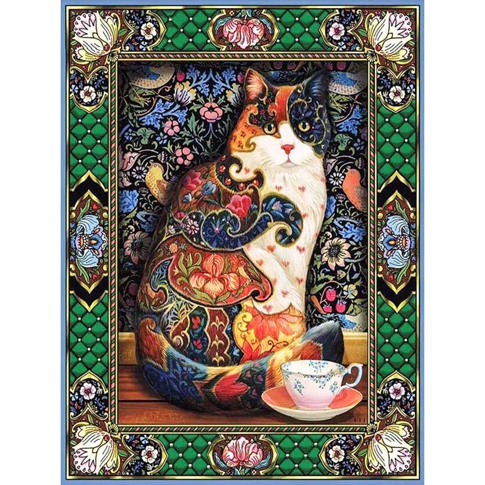 Diamond Painting Full Drill square/round Frame Cat Mosaic DIY Cross Stitch Embroidery Home Decor | Дом и сад