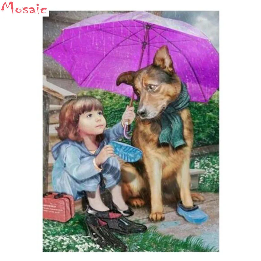 

Full square Diamond Embroidery"girl and dog" 3D Diamond Painting Cross Stitch Home Decoration 5D DIY Diamond Mosaic angel,animal