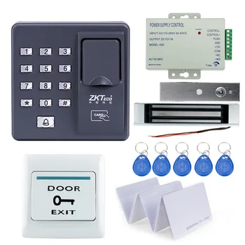 

RFID reader finger scanner biometric fingerprint access control X6+180KG magnetic lock+power supply+exit button+10pcs key cards