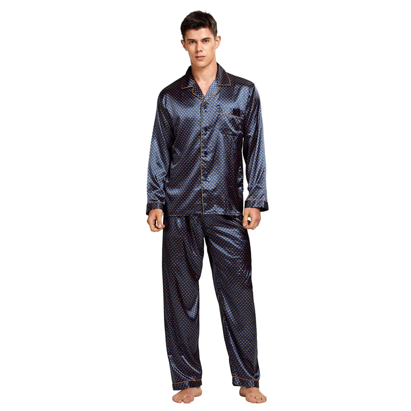 Tony&Candice Men's Stain Silk Pajama Set Men Pajamas Silk Sleepwear Men Sexy Modern Style Soft Cozy Satin Nightgown Men Summer pajama joggers