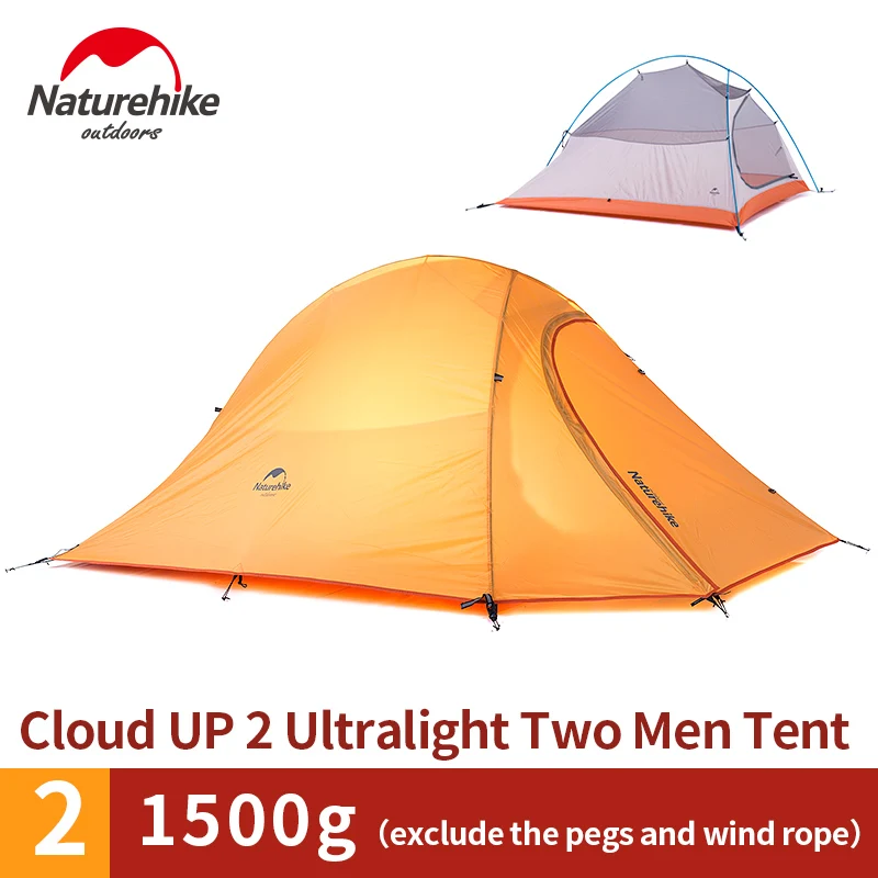 Naturehike Cloud Up Series 1 2 3 Человек Палатка Открытый Сверхлегкий походный кемпинг водонепроницаемый палатка с бесплатным ковриком - Цвет: UP2 210T orange