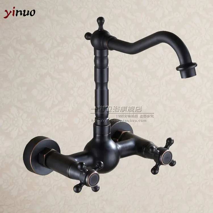 Black Copper Bathroom Faucet Fashion Vintage Hot And Cold Faucet Wash