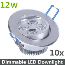10 шт./лот с регулируемой яркостью(12 W Потолочное светодиодное освещение потолочный светильник 4x3 W светодиодные утопленный свет AC110/220 V для домашнего освещения