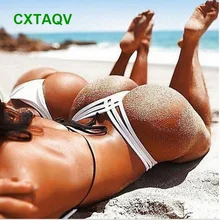 Хорошее качество бикини треугольные Трусы-шорты простой сплошной выдалбливают дизайн Купальник Низ новая сексуальная леди бразильские купальные трусы