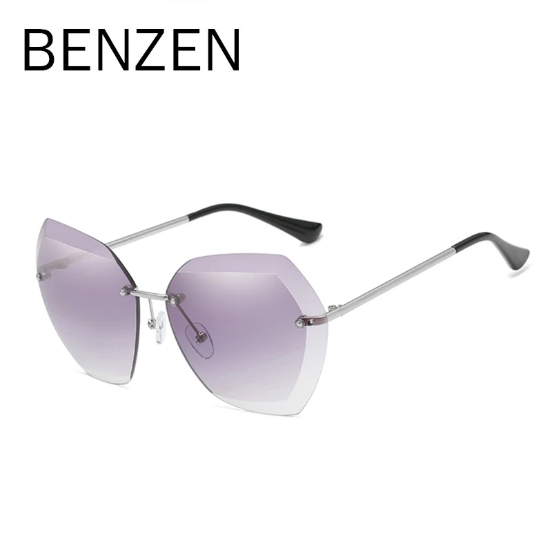 BENZEN, женские солнцезащитные очки без оправы, модные женские солнцезащитные очки, Ретро стиль, классический бренд, дизайнерские очки, защита от ультрафиолета, 6616 - Цвет линз: SILVER GREY