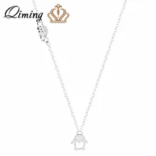 1pcs Winter Women Pendant Necklace Penguin and Igloo Silver Gold Penguin Necklace For Girl Gift Vintage