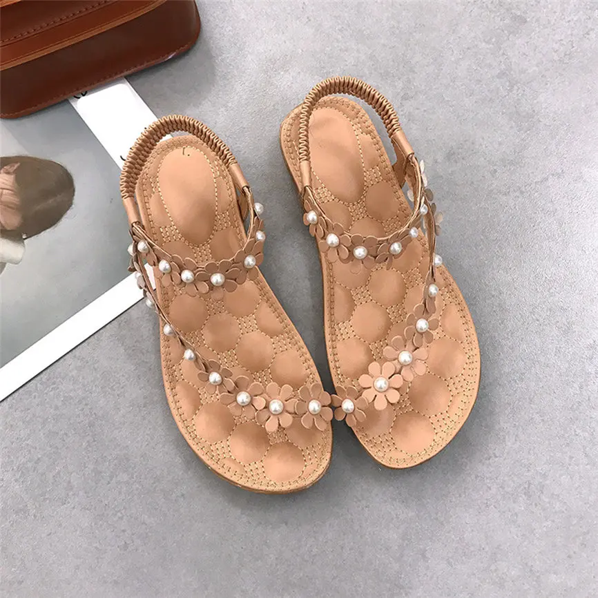

Shoese Women Surmeer Women Summer Bohemia Flower Beads Flip-flop Shoes Flat Sandals Casual Shoes For Ladies #30wqy#30