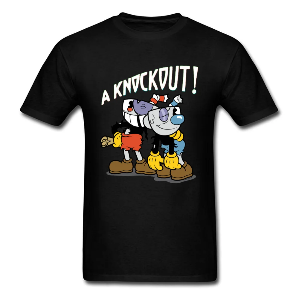 Футболка Cuphead Knockout с аниме хлопковая круглым вырезом для видеоигр семейные топы