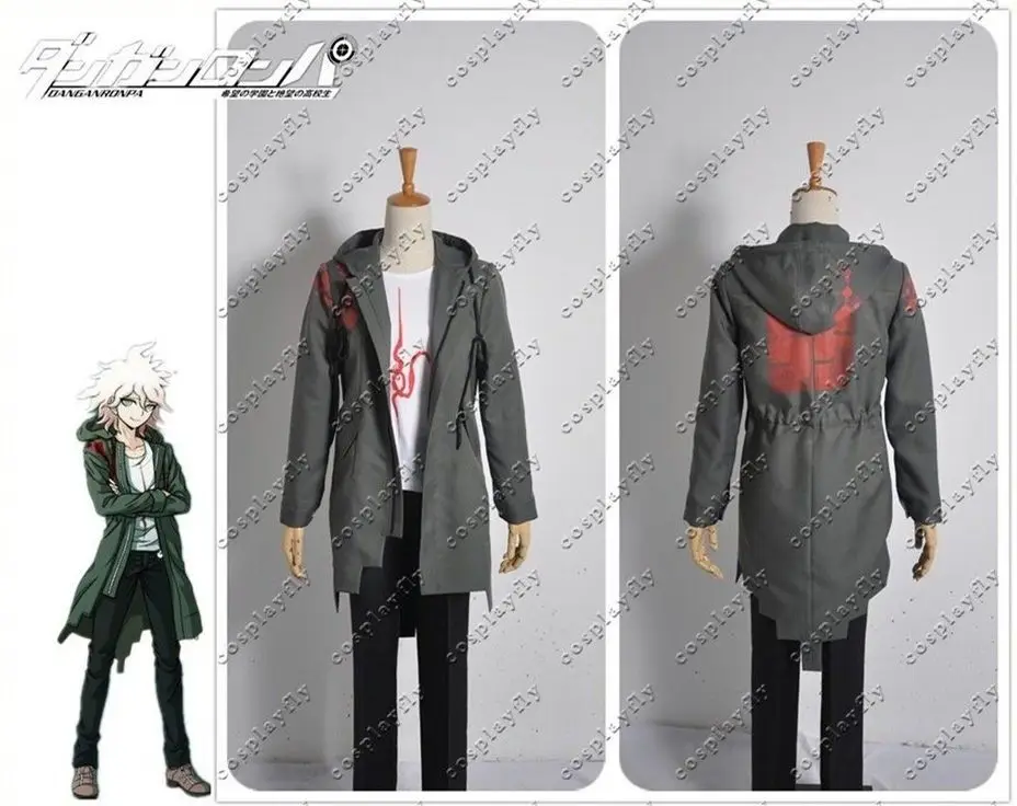 Супер Danganronpa 2 Nagito Komaeda Nagito армейский зеленый цвет куртка рубашка брюки полный комплект Косплей Костюм(пожалуйста, сообщите нам ваш пол