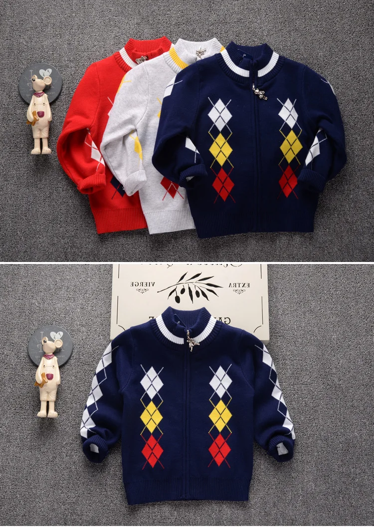 Свитер для маленьких мальчиков; коллекция года; Повседневный стиль; осенний вязаный кардиган для мальчиков и девочек; детская одежда; кардиган на молнии; детский толстый свитер