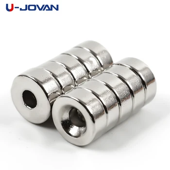 

U-JOVAN 50pcs 12 x 5 mm Hole 4mm N35 Small Craft Round Neodymium Magnets Countersunk Ring Rare Earth Powerful Magnet 12*5-4