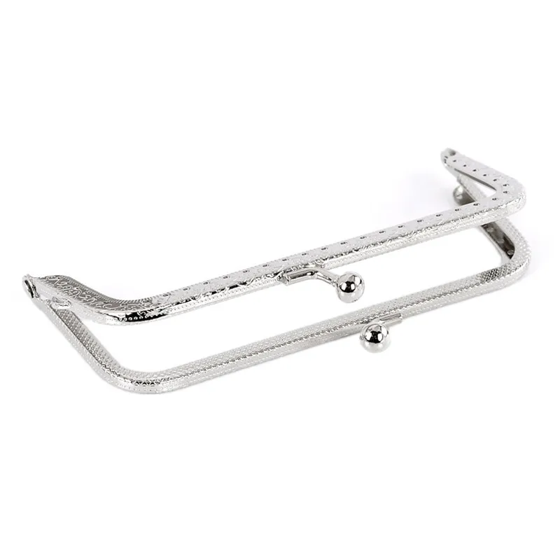 10Pcs Rectangle Fermoir Clips Purse Bag Frame Kiss Clasps Lock Silver