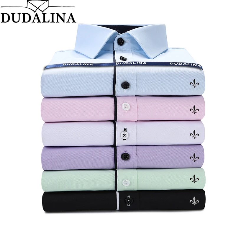 Dudalina Camisa, мужские рубашки с длинным рукавом, мужская рубашка, Camisa Social Masculina, брендовая одежда, повседневная облегающая сорочка, Homme, без карманов