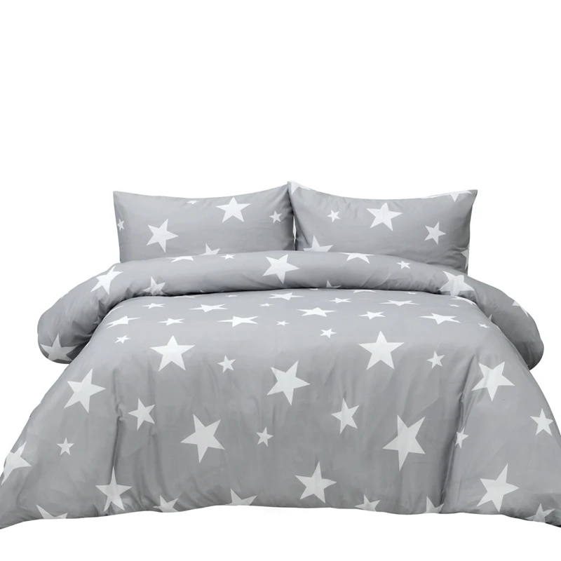 

Sherwood Printed Polyester Duvet Cover with Pillowcase Bedding Set Multi Sizes Star Light Grey Unisex All Ages