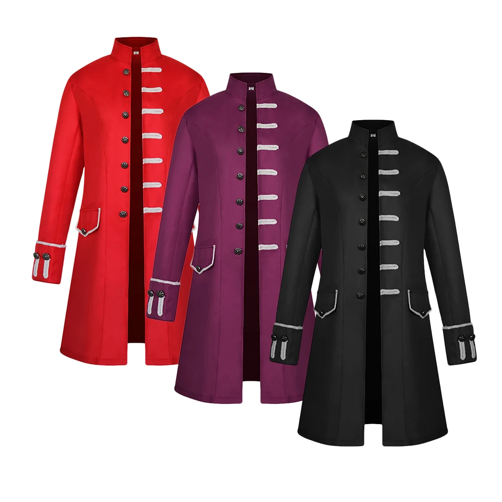 Men's Victorian Frock Coat Gothic Steampunk Jacket Vintage Tailcoat Cosplay Drama Playing Costume Overcoat