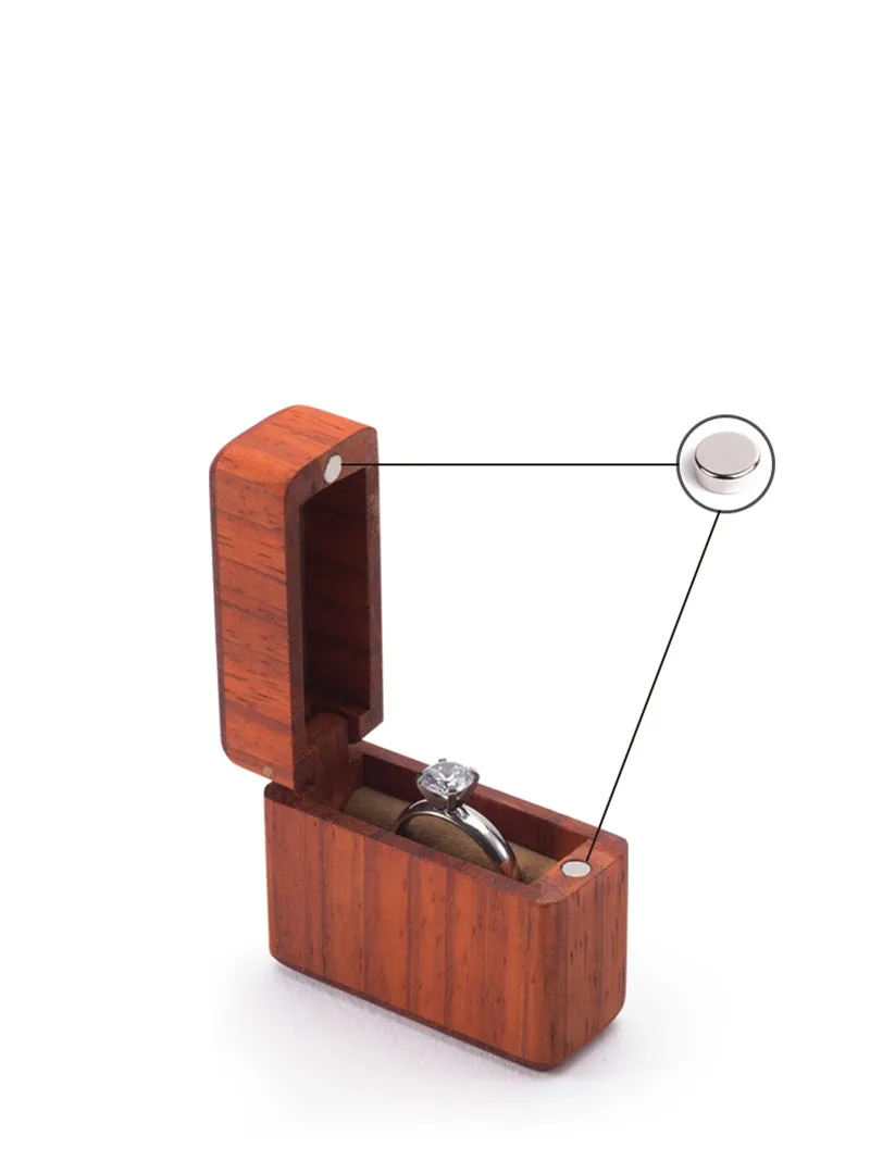 Дорожный маленький деревянный ювелирный упаковочный чехол, портативный органайзер для свадебного кольца для женщин и мужчин, дизайнерская Подарочная коробка для пар, сувенир