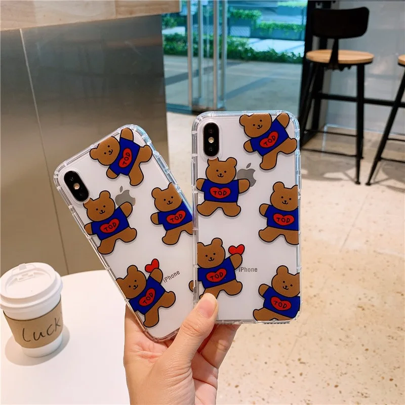 Чехол с мишками в Корейском стиле для iPhone 8 6 6s 7 plus xs max милый корейский чехол