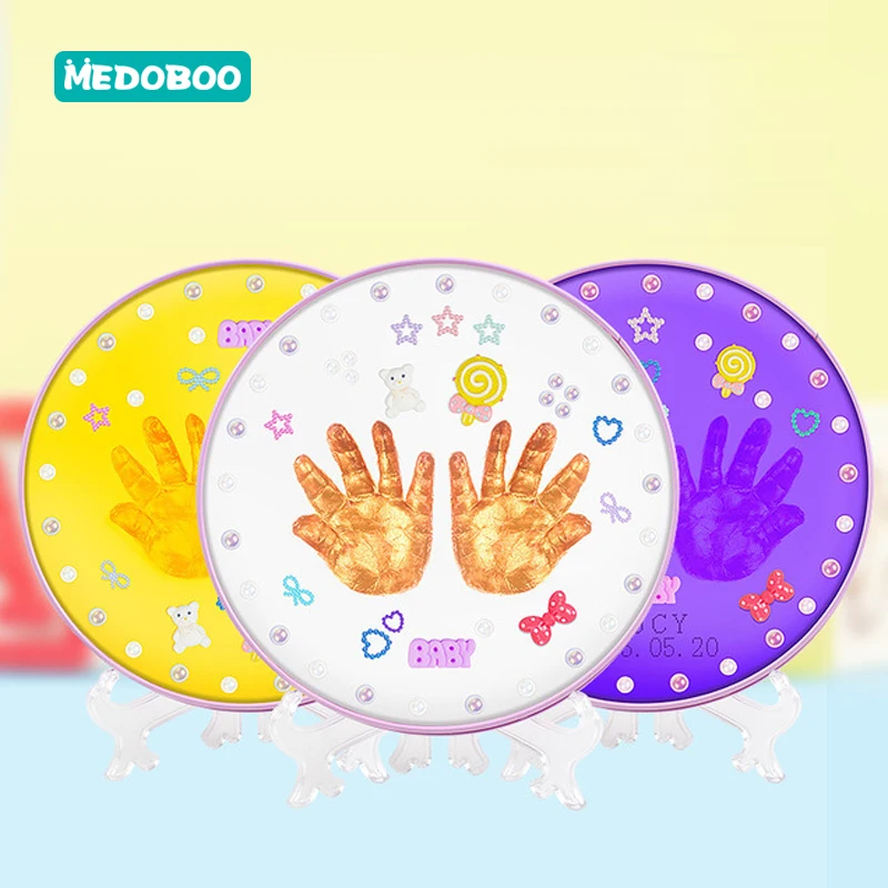 

Medoboo Baby Hand&Foot Print DIY Soft Modeling Clay Non-Toxic Newborn Handprint Footprint Inkpad Souvenirs Craft Toy Gift 20
