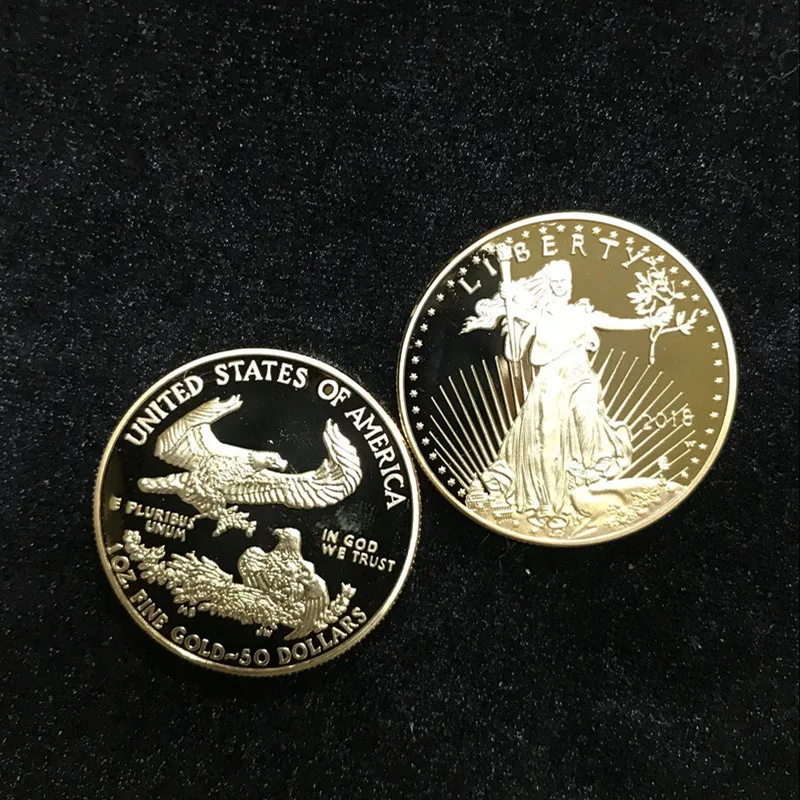 10 шт. Немагнитный Сувенирный значок свободы свободы 1 унция 24 к настоящий позолоченный Значок США Орел 32,6 мм копия монеты
