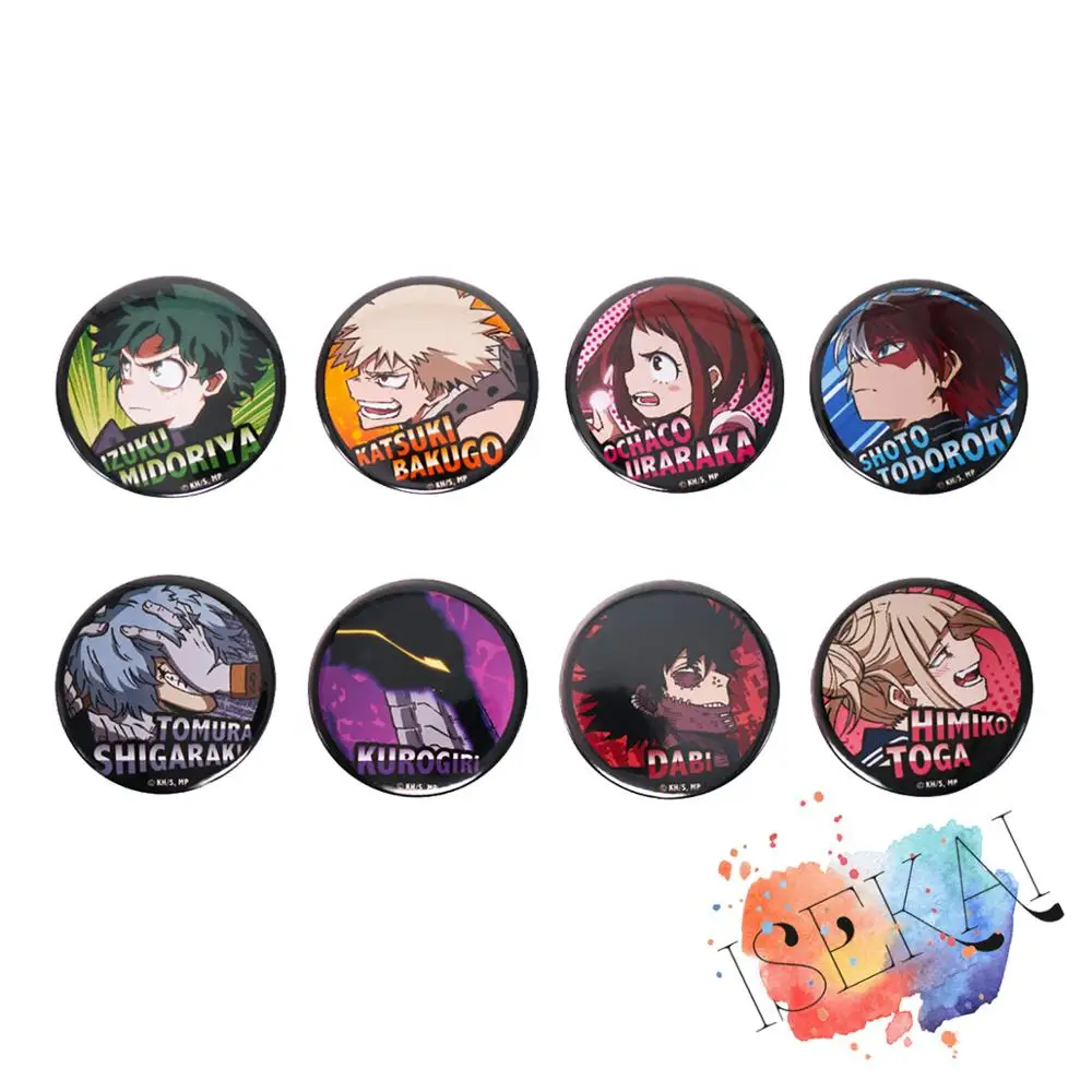 

My Hero Academia Anime Boku No Hero Academia Trading Tin Badge Villain Deku Shoto Dabi Anime Badge Brooch Pins