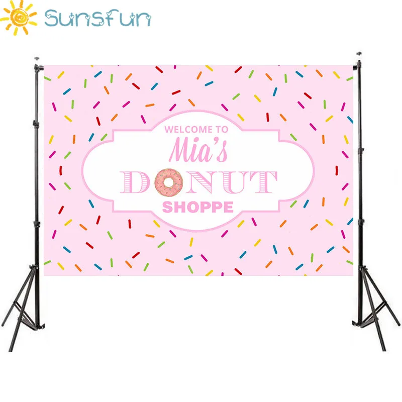 

Sunsfun Donut Party Photography Backdrop Baby Shower Sprinkles Photo Backgrounds for Kids Birthday Parties Candy Bar