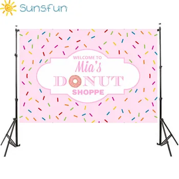 

Sunsfun Donut Party Photography Backdrop Baby Shower Sprinkles Photo Backgrounds for Kids Birthday Parties Candy Bar