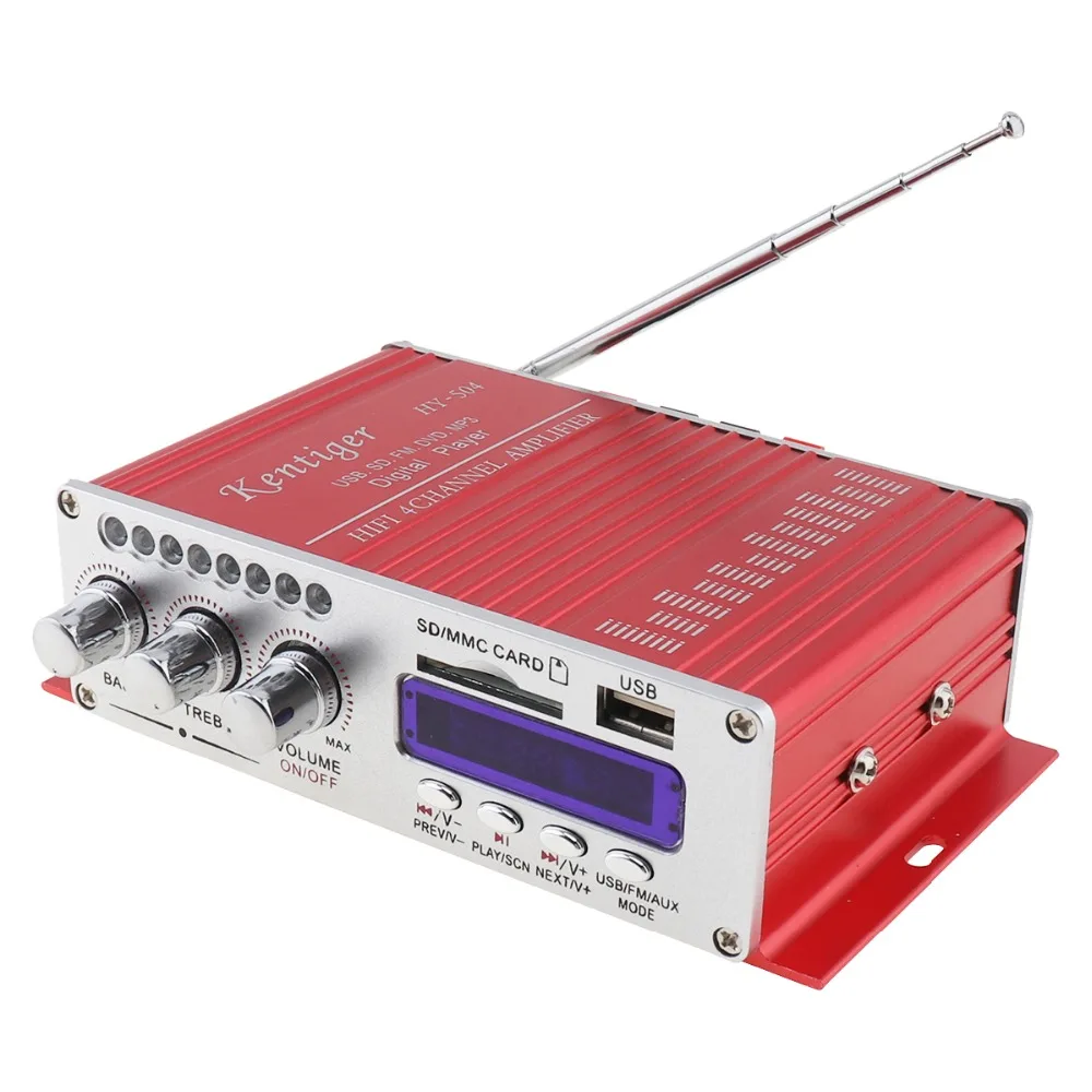 Áudio do Carro de Alta Entrada para Carro Kentiger Hi-fi Potência Amplificador fm Player Rádio Suporte sd Usb Dvd Mp3 Motocicleta Casa Hy-504 4ch - Image 4