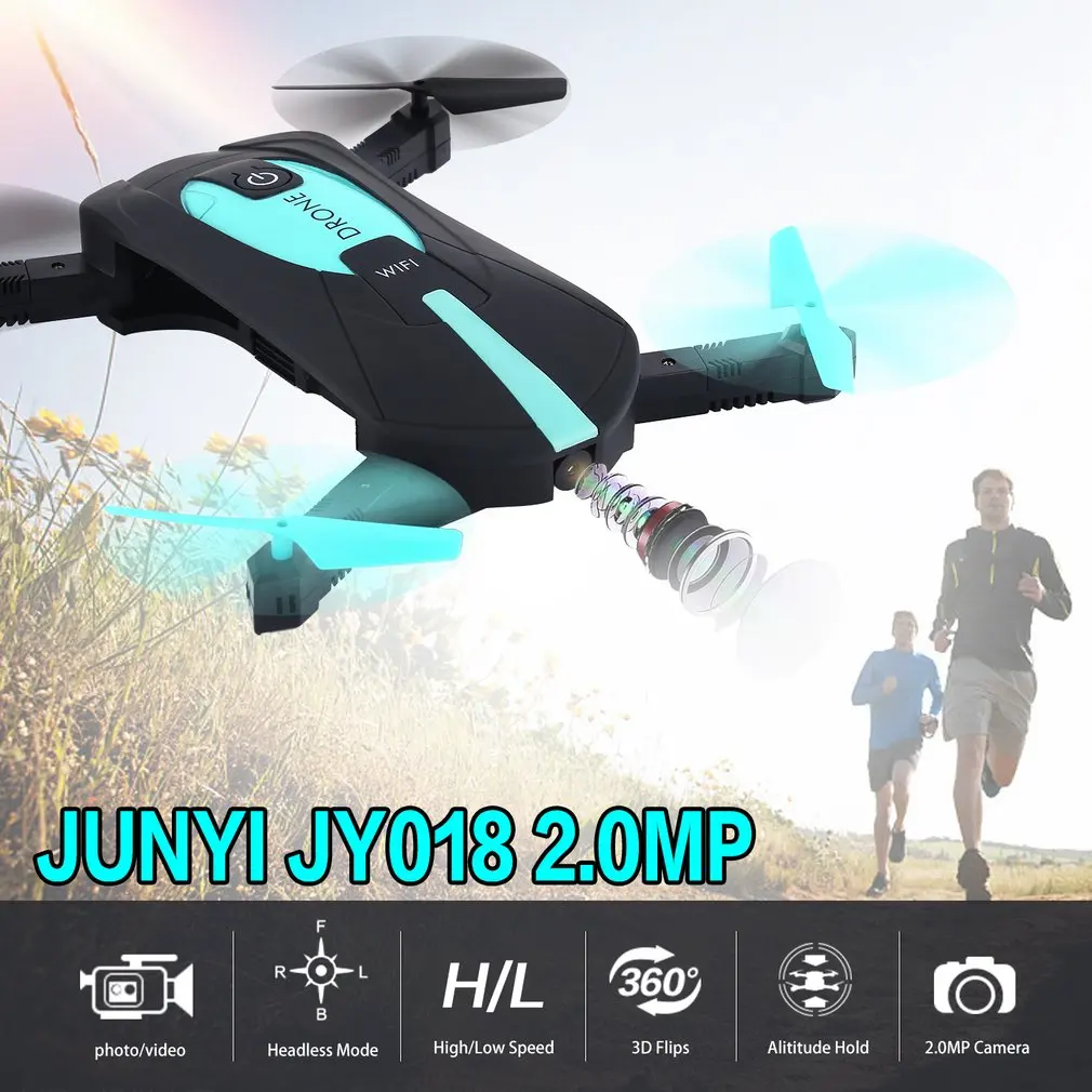 JUN YI TOYS Складная селфи Карманный Дрон RC Drone 2,4 ГГц 6-Axis Wi-Fi FPV 2.0MP Камера G-Сенсор удержания высоты Квадрокоптер