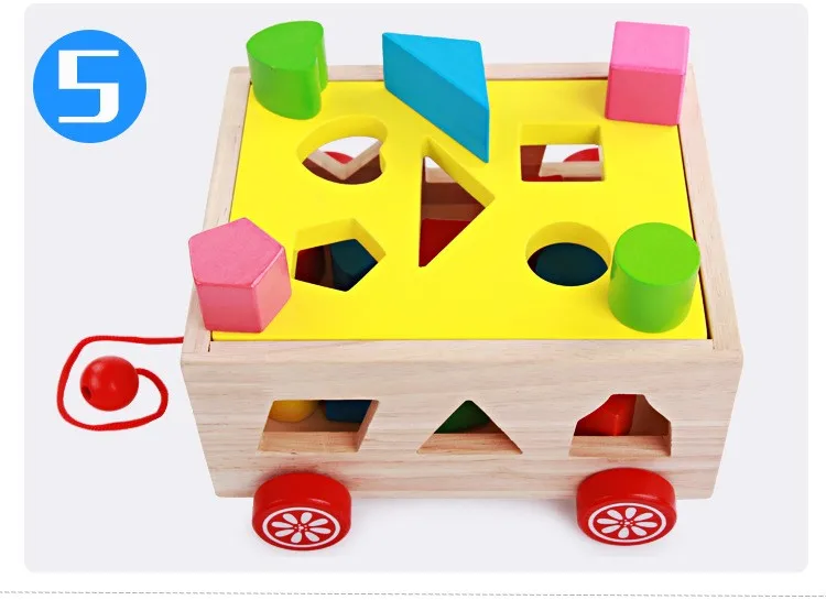 Blocos de Construção de Brinquedos de Madeira Forma de Caixa de Inteligência Blocos de Construção Quinze Buraco Trator Porosos Cognitivas Cor Correspondente 13 Brinquedos e hobbies