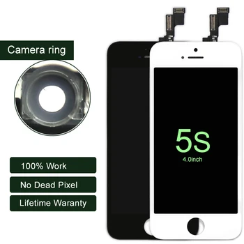 

20 pcs100% Tested For iphone 5S LCD AAA With Touch Screen Digitizer Display Assembly With Camera Ring For iphone LCD
