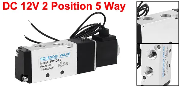 DC 12V 2 Position 5 Way Neutral Electric Solenoid Air Control Valve 4V110-06